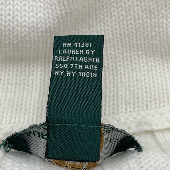 Lauren Ralph Lauren WhiteCotton Ribbed Button-Neck Sweater Womens XL Preppy - Picture 9 of 12